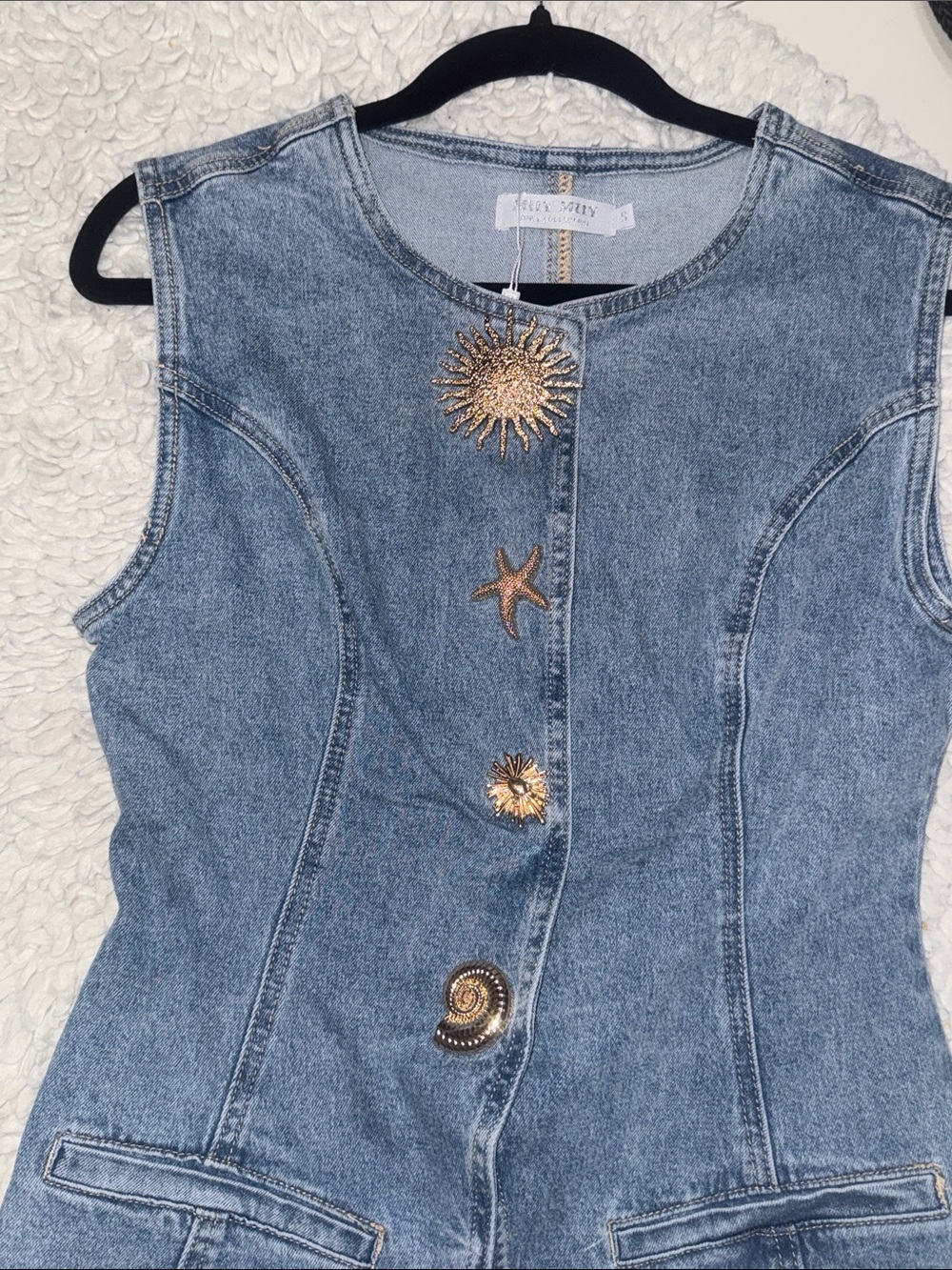 Denim top with gold hardware